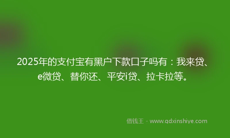 2025年的支付宝有黑户下款口子吗有：我来贷、e微贷、替你还、平安i贷、拉卡拉等。