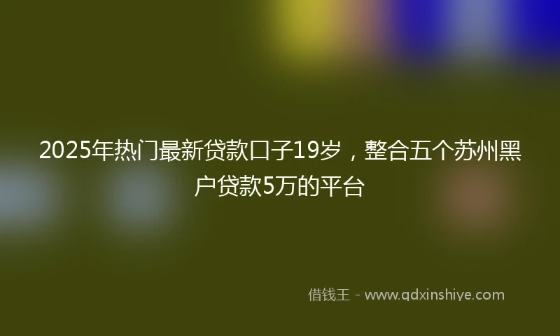 2025年热门最新贷款口子19岁，整合五个苏州黑户贷款5万的平台