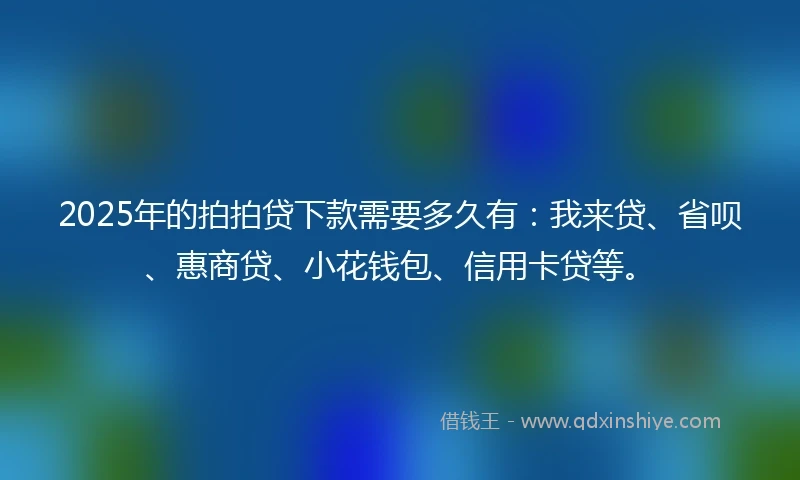 2025年的拍拍贷下款需要多久有：我来贷、省呗、惠商贷、小花钱包、信用卡贷等。