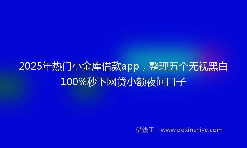 2025年热门小金库借款app，整理五个无视黑白100%秒下网贷小额夜间口子