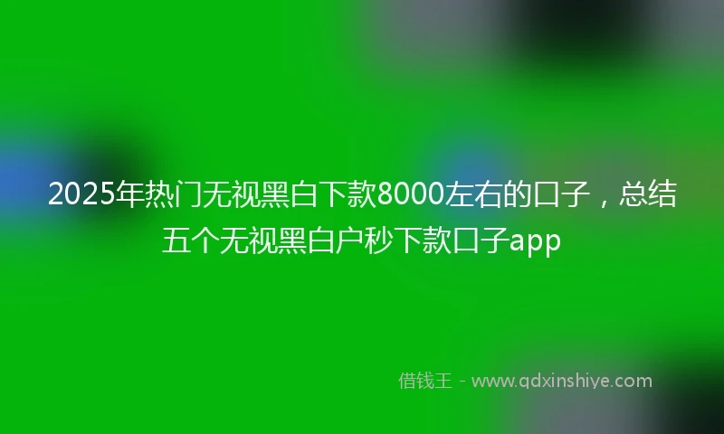 2025年热门无视黑白下款8000左右的口子，总结五个无视黑白户秒下款口子app