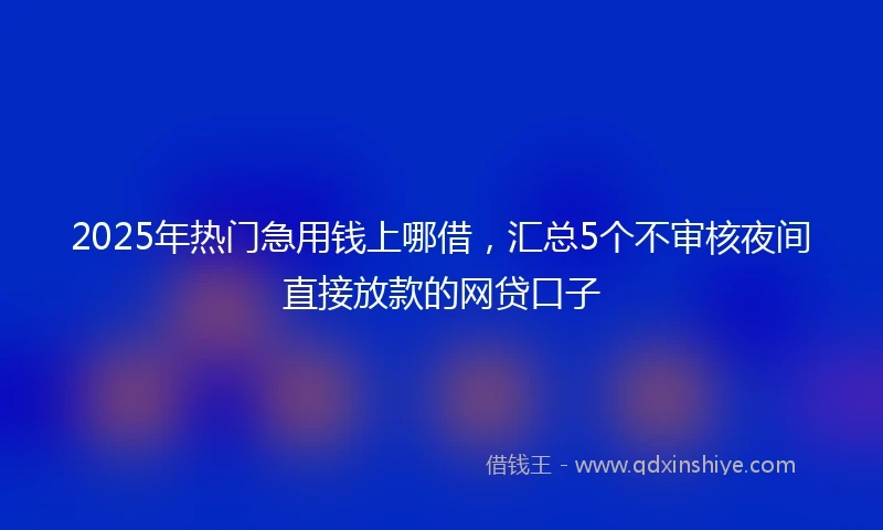 2025年热门急用钱上哪借，汇总5个不审核夜间直接放款的网贷口子
