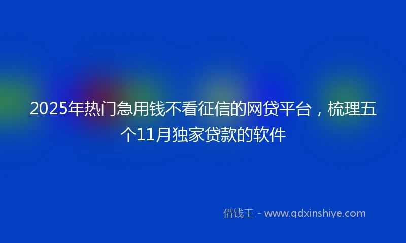 2025年热门急用钱不看征信的网贷平台，梳理五个11月独家贷款的软件
