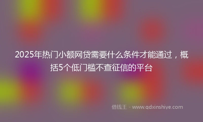 2025年热门小额网贷需要什么条件才能通过，概括5个低门槛不查征信的平台
