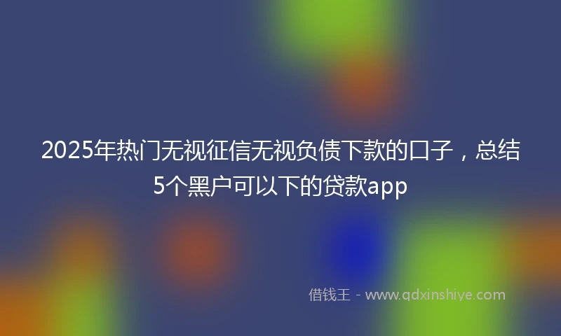 2025年热门无视征信无视负债下款的口子，总结5个黑户可以下的贷款app