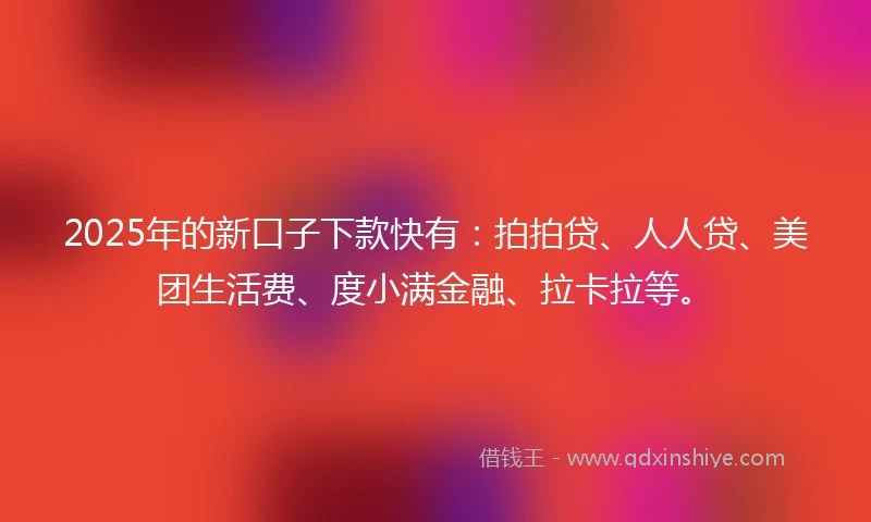 2025年的新口子下款快有：拍拍贷、人人贷、美团生活费、度小满金融、拉卡拉等。