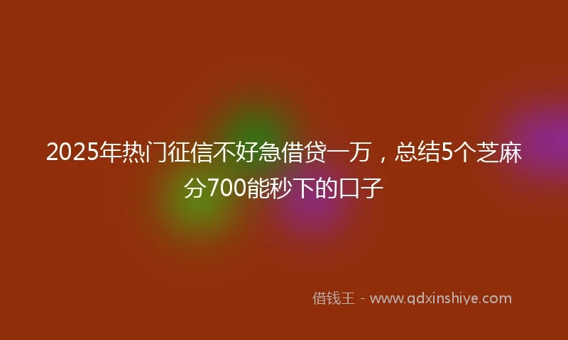 2025年热门征信不好急借贷一万，总结5个芝麻分700能秒下的口子