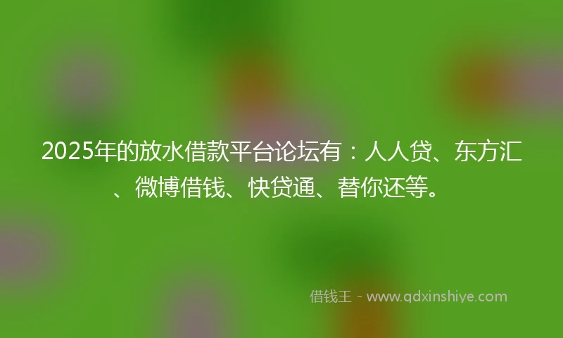2025年的放水借款平台论坛有：人人贷、东方汇、微博借钱、快贷通、替你还等。