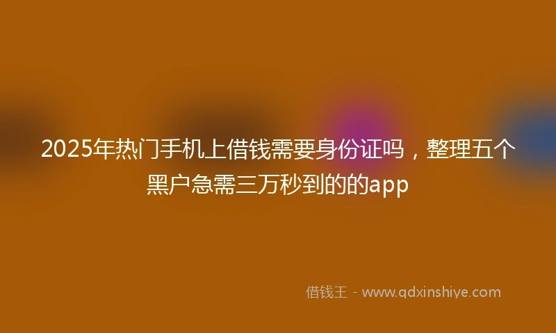 2025年热门手机上借钱需要身份证吗，整理五个黑户急需三万秒到的的app