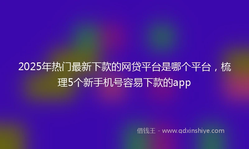 2025年热门最新下款的网贷平台是哪个平台，梳理5个新手机号容易下款的app