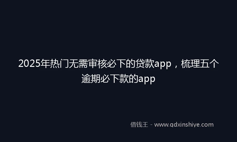 2025年热门无需审核必下的贷款app，梳理五个逾期必下款的app