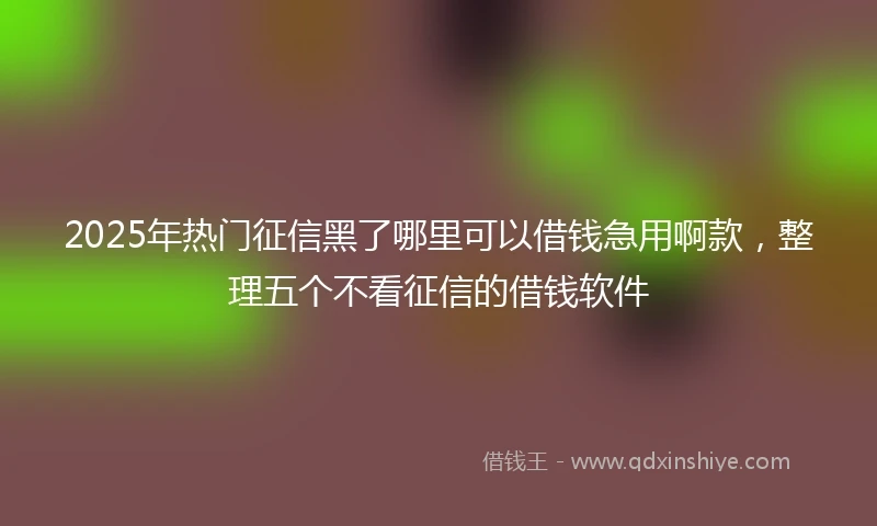 2025年热门征信黑了哪里可以借钱急用啊款，整理五个不看征信的借钱软件