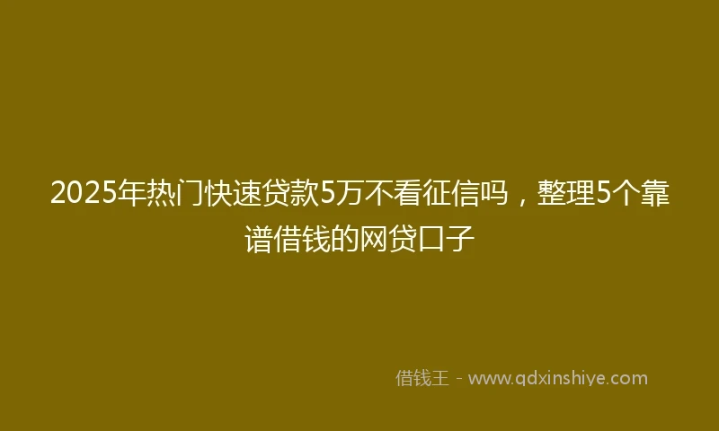 2025年热门快速贷款5万不看征信吗，整理5个靠谱借钱的网贷口子