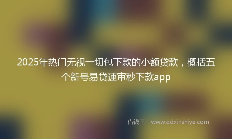 2025年热门无视一切包下款的小额贷款，概括五个新号易贷速审秒下款app