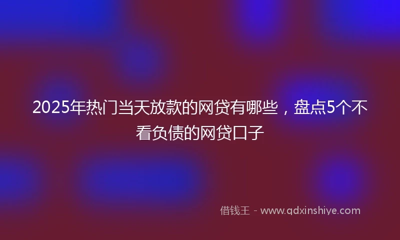 2025年热门当天放款的网贷有哪些，盘点5个不看负债的网贷口子
