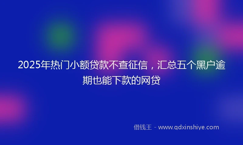 2025年热门小额贷款不查征信，汇总五个黑户逾期也能下款的网贷