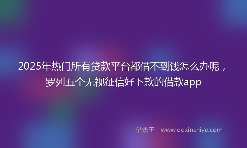 2025年热门所有贷款平台都借不到钱怎么办呢，罗列五个无视征信好下款的借款app