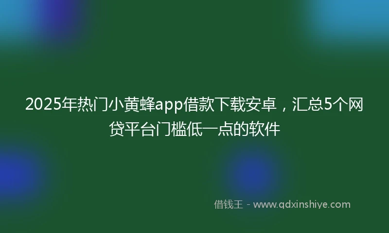 2025年热门小黄蜂app借款下载安卓，汇总5个网贷平台门槛低一点的软件