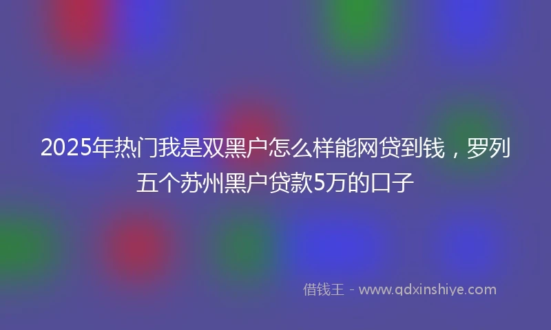 2025年热门我是双黑户怎么样能网贷到钱，罗列五个苏州黑户贷款5万的口子