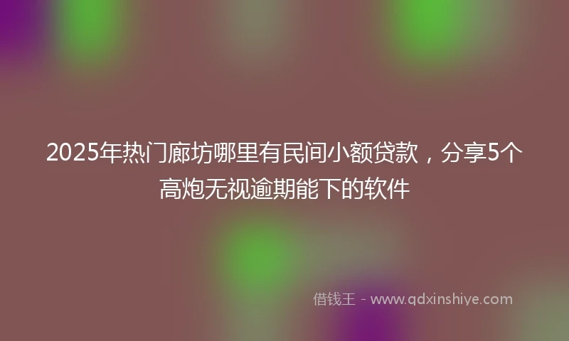 2025年热门廊坊哪里有民间小额贷款，分享5个高炮无视逾期能下的软件