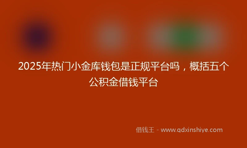 2025年热门小金库钱包是正规平台吗，概括五个公积金借钱平台