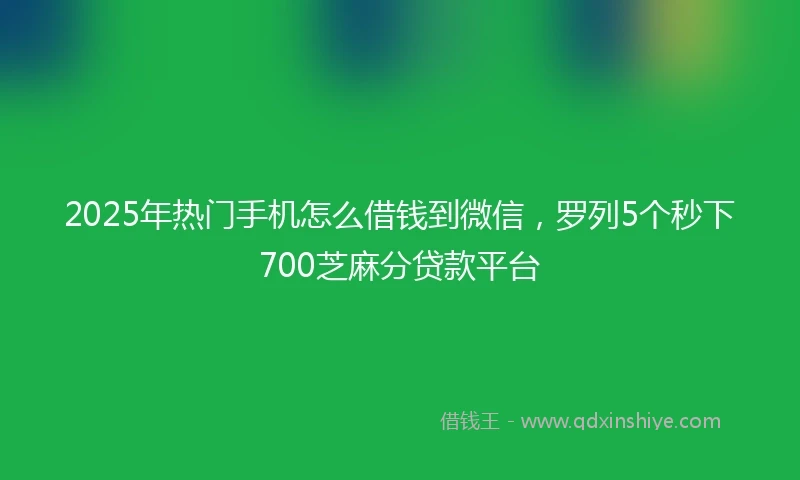 2025年热门手机怎么借钱到微信，罗列5个秒下700芝麻分贷款平台