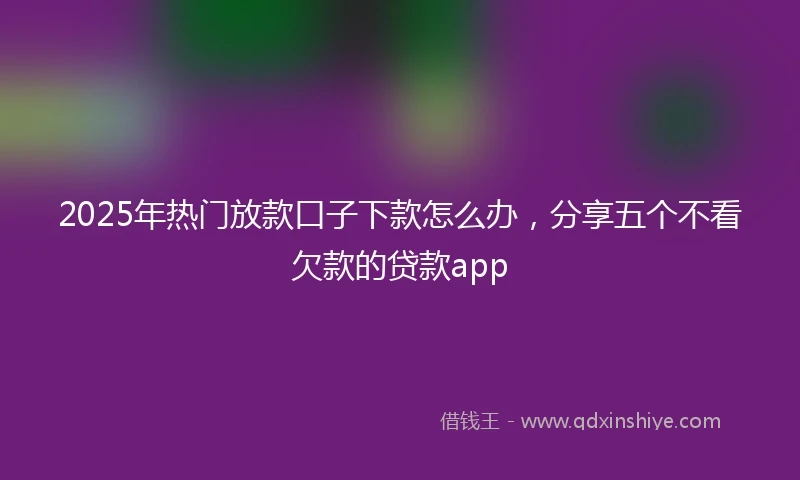 2025年热门放款口子下款怎么办，分享五个不看欠款的贷款app