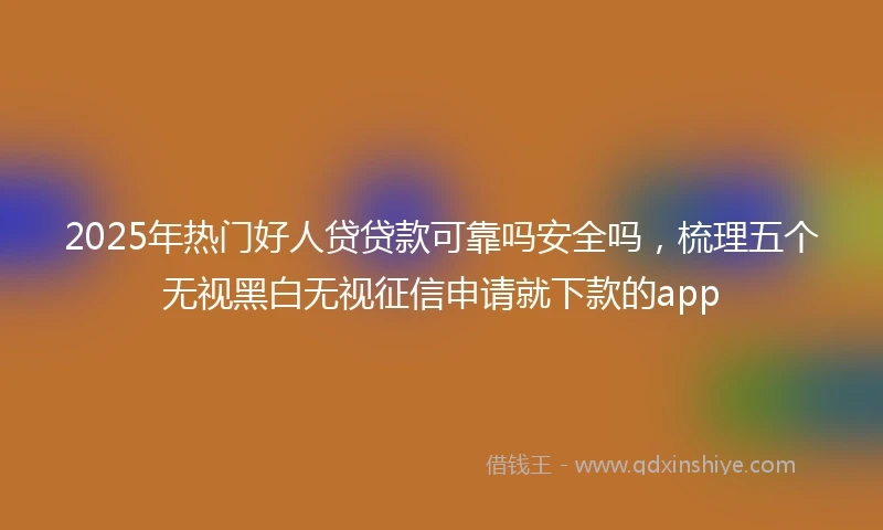 2025年热门好人贷贷款可靠吗安全吗，梳理五个无视黑白无视征信申请就下款的app