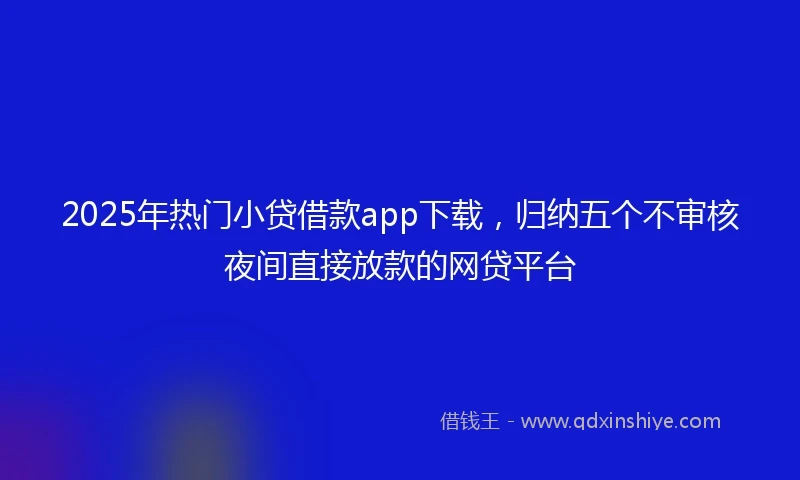 2025年热门小贷借款app下载，归纳五个不审核夜间直接放款的网贷平台