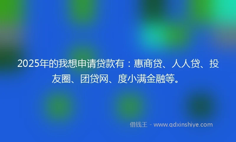 2025年的我想申请贷款有：惠商贷、人人贷、投友圈、团贷网、度小满金融等。