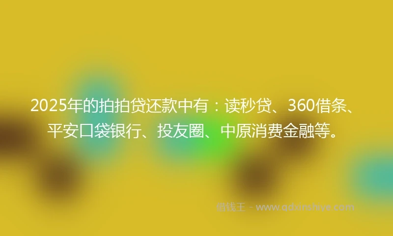 2025年的拍拍贷还款中有：读秒贷、360借条、平安口袋银行、投友圈、中原消费金融等。