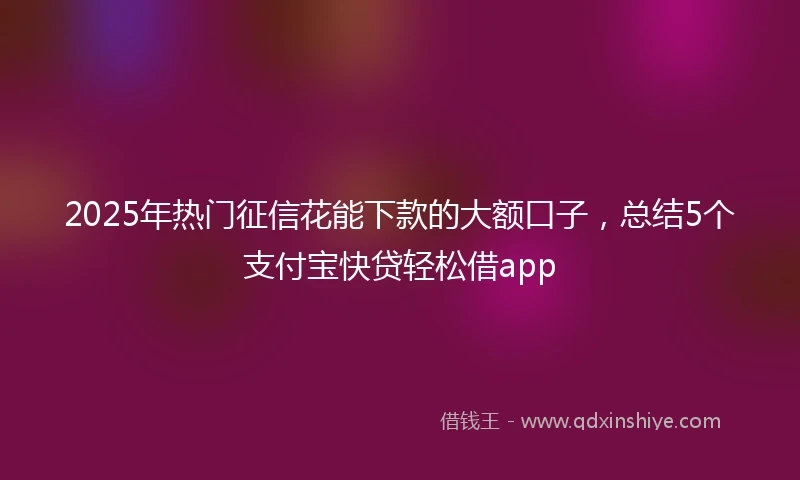 2025年热门征信花能下款的大额口子，总结5个支付宝快贷轻松借app