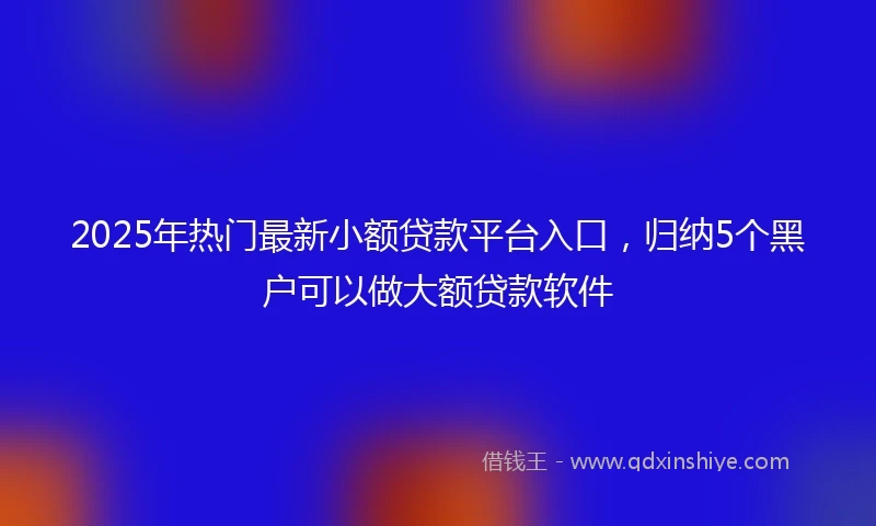2025年热门最新小额贷款平台入口，归纳5个黑户可以做大额贷款软件