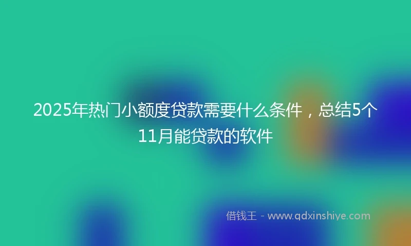 2025年热门小额度贷款需要什么条件，总结5个11月能贷款的软件