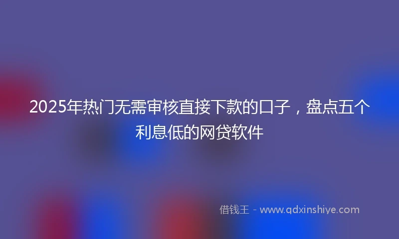 2025年热门无需审核直接下款的口子，盘点五个利息低的网贷软件