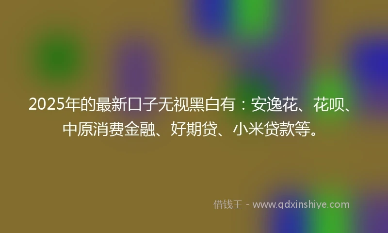 2025年的最新口子无视黑白有：安逸花、花呗、中原消费金融、好期贷、小米贷款等。