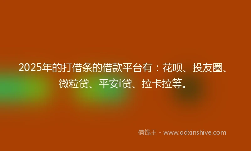 2025年的打借条的借款平台有：花呗、投友圈、微粒贷、平安i贷、拉卡拉等。