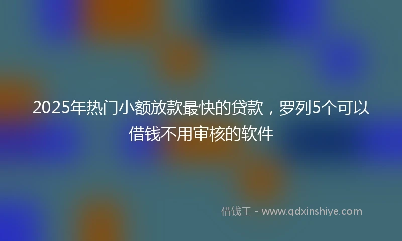 2025年热门小额放款最快的贷款，罗列5个可以借钱不用审核的软件