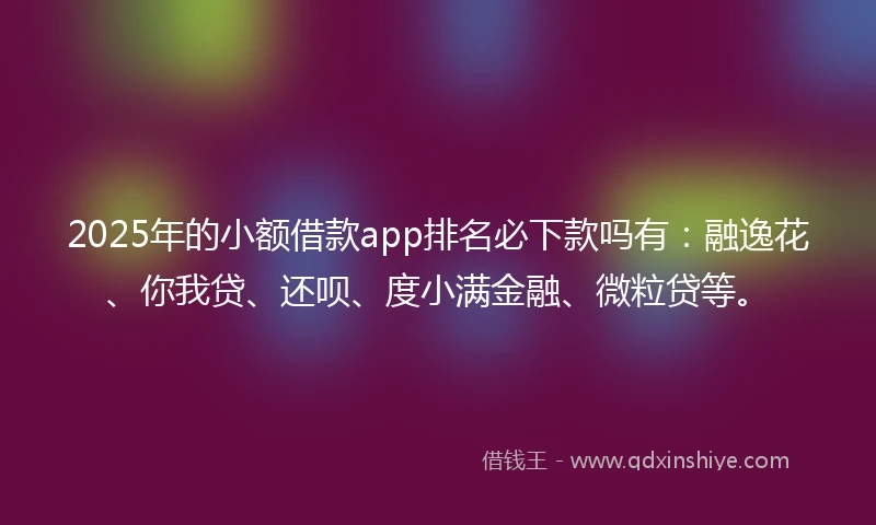 2025年的小额借款app排名必下款吗有：融逸花、你我贷、还呗、度小满金融、微粒贷等。