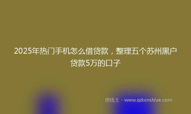 2025年热门手机怎么借贷款，整理五个苏州黑户贷款5万的口子