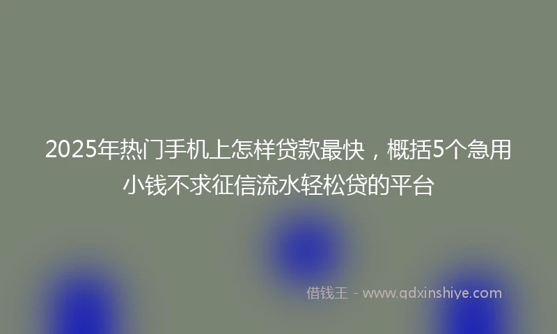 2025年热门手机上怎样贷款最快，概括5个急用小钱不求征信流水轻松贷的平台