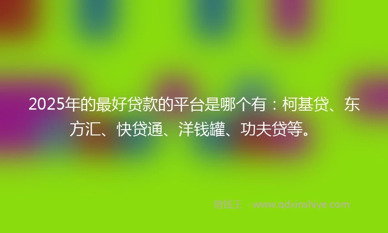 2025年的最好贷款的平台是哪个有：柯基贷、东方汇、快贷通、洋钱罐、功夫贷等。