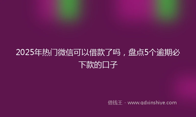 2025年热门微信可以借款了吗，盘点5个逾期必下款的口子