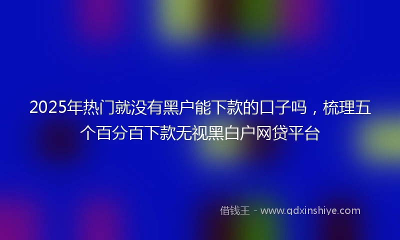 2025年热门就没有黑户能下款的口子吗，梳理五个百分百下款无视黑白户网贷平台