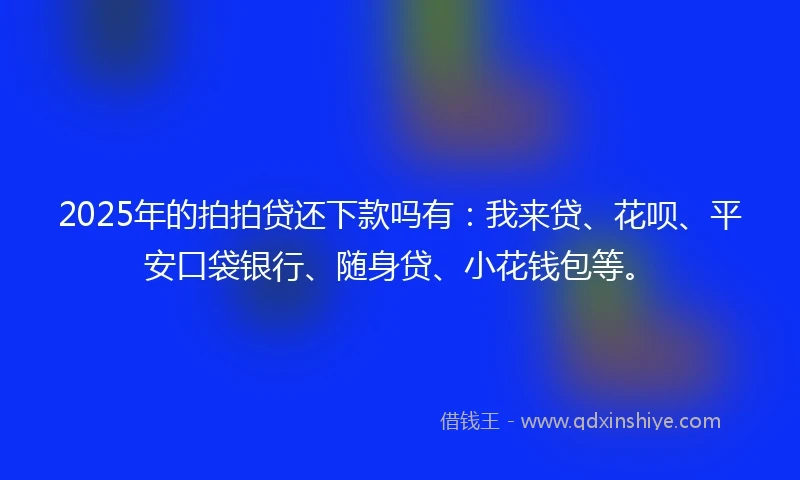 2025年的拍拍贷还下款吗有：我来贷、花呗、平安口袋银行、随身贷、小花钱包等。