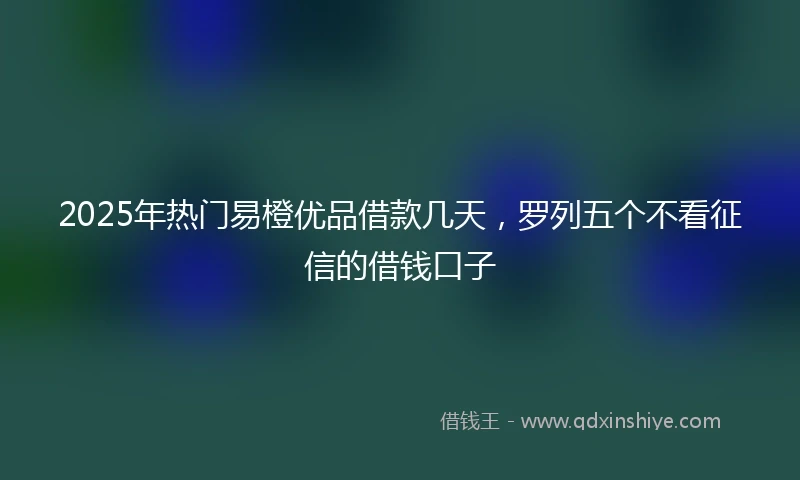 2025年热门易橙优品借款几天，罗列五个不看征信的借钱口子