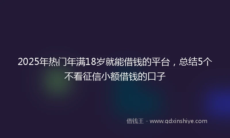 2025年热门年满18岁就能借钱的平台，总结5个不看征信小额借钱的口子