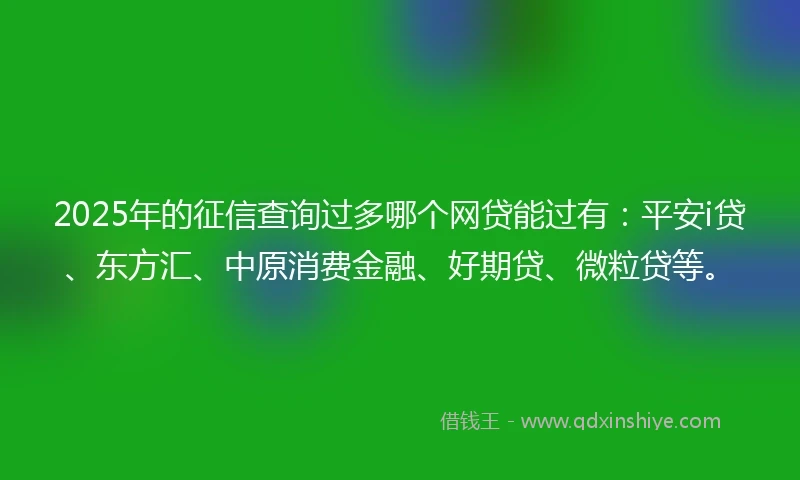 2025年的征信查询过多哪个网贷能过有：平安i贷、东方汇、中原消费金融、好期贷、微粒贷等。