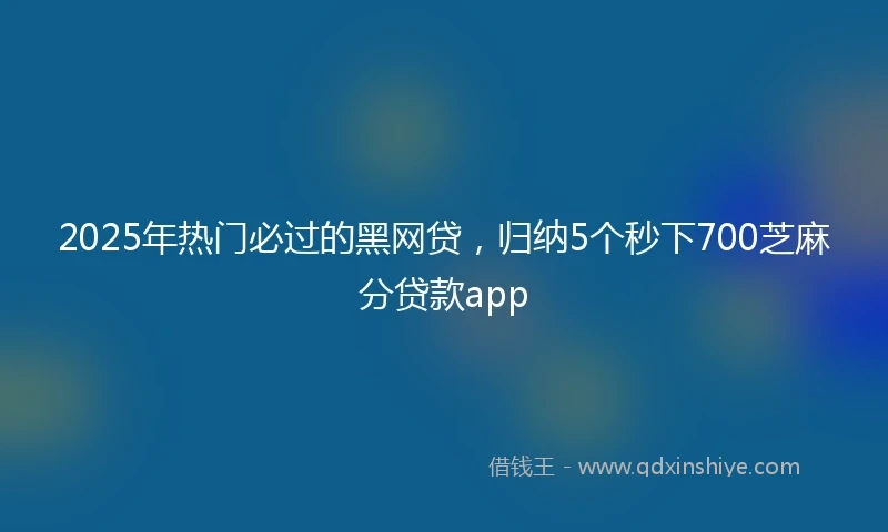 2025年热门必过的黑网贷，归纳5个秒下700芝麻分贷款app