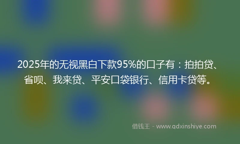 2025年的无视黑白下款95%的口子有：拍拍贷、省呗、我来贷、平安口袋银行、信用卡贷等。